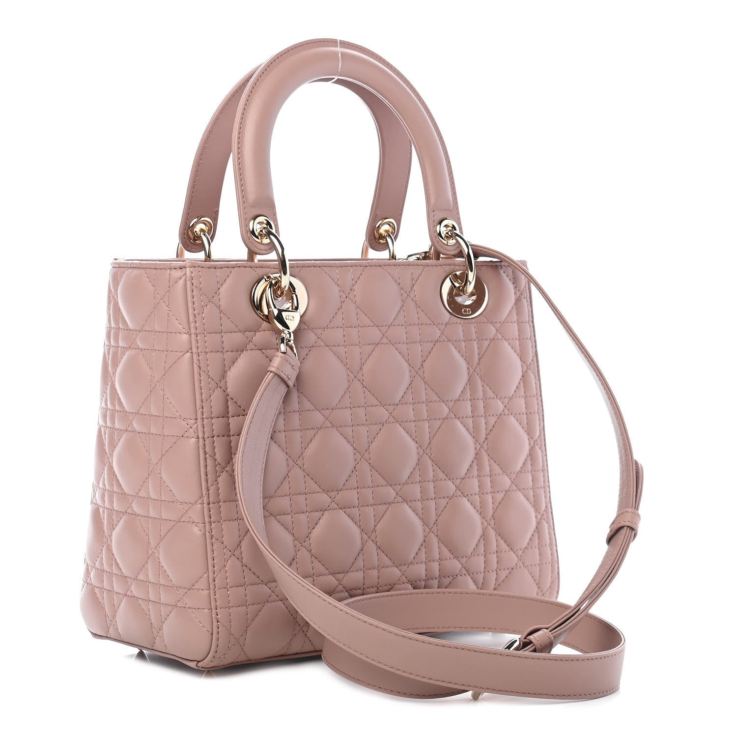 Christian Dior Lambskin Cannage Medium Lady Dior Bois de Rose 3 of 9