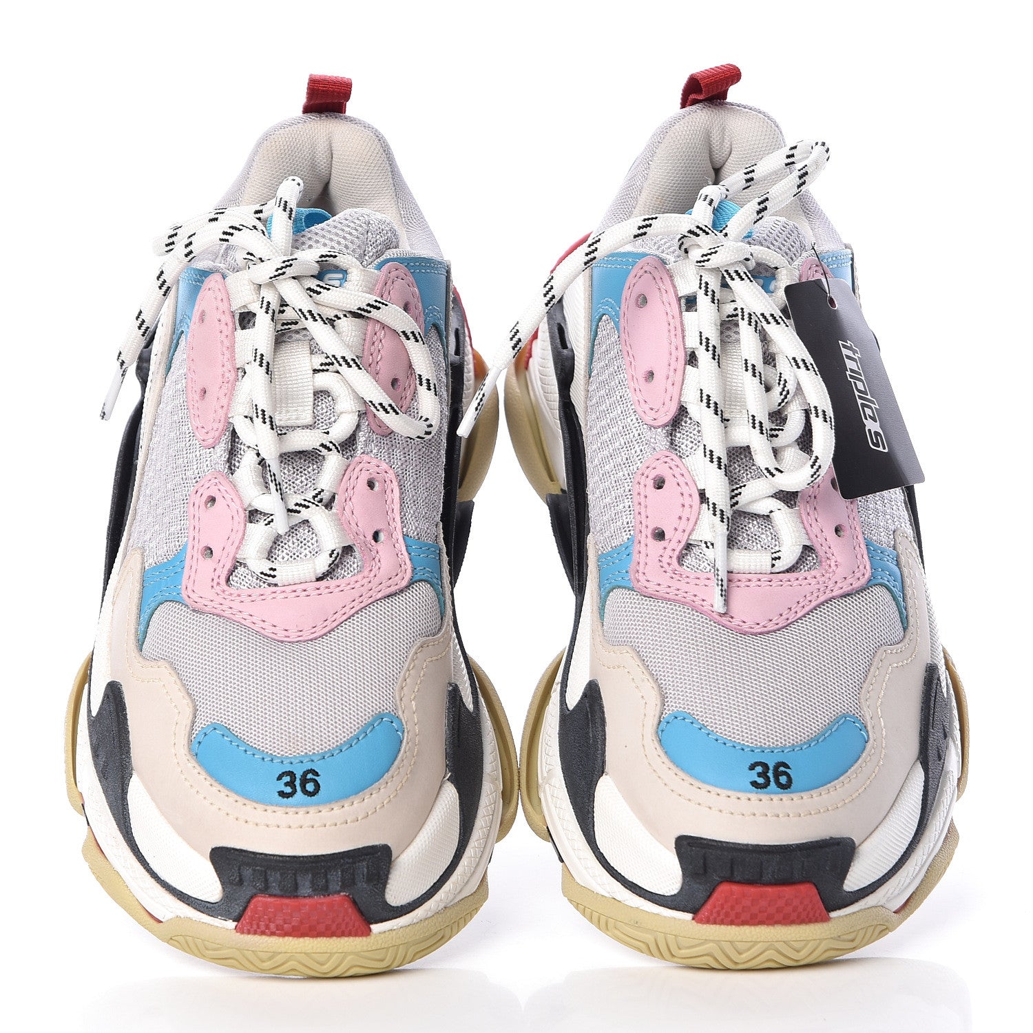 Balenciaga Fabric Mesh Womens Triple S Sneakers 36 White Blue Pink 5 of 10