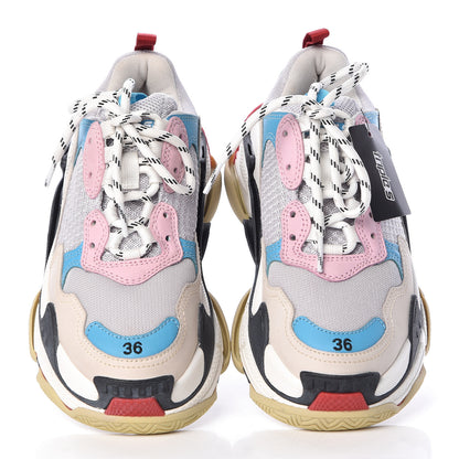 Balenciaga Fabric Mesh Womens Triple S Sneakers 36 White Blue Pink 5 of 10