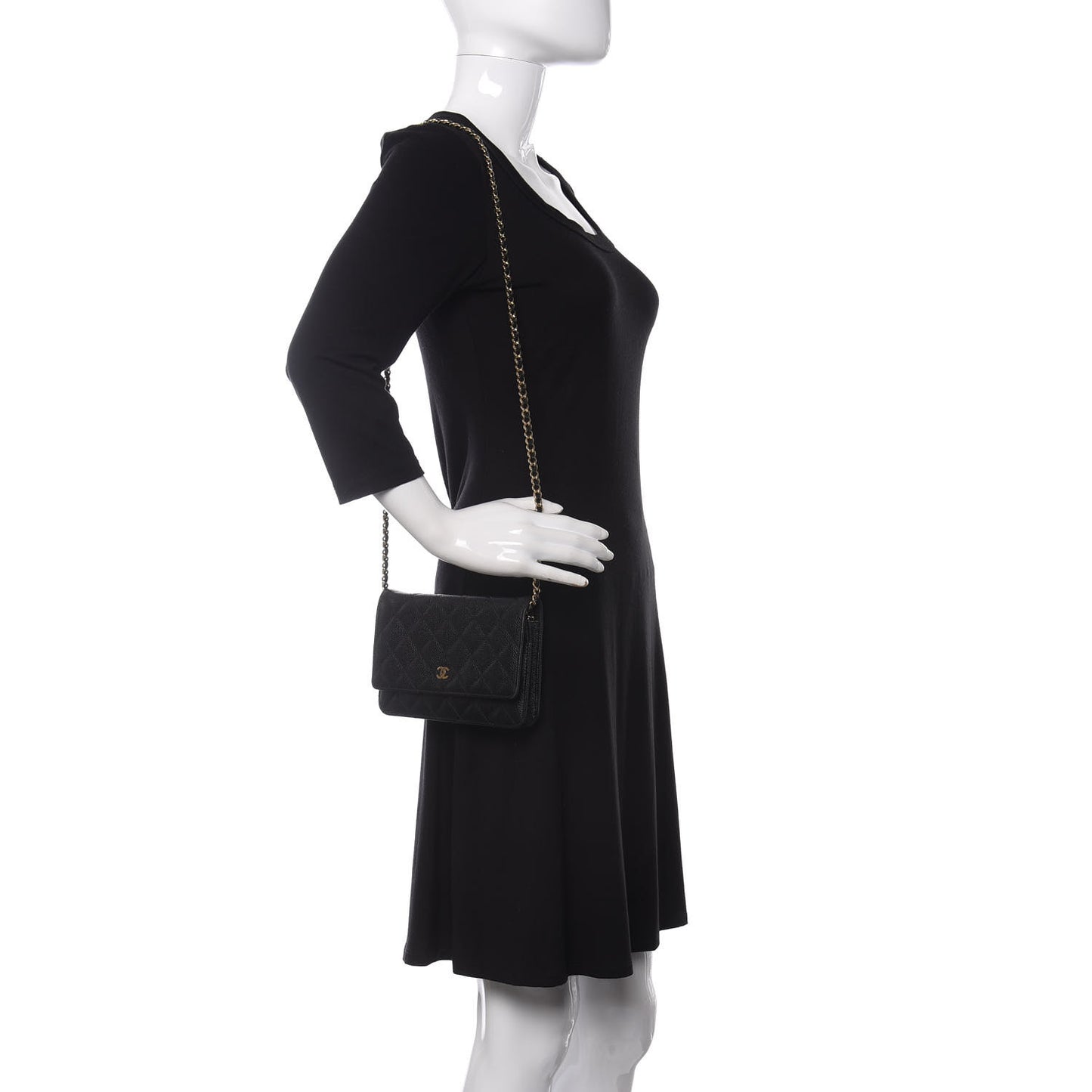 Caviar Quilted Wallet On Chain WOC Black