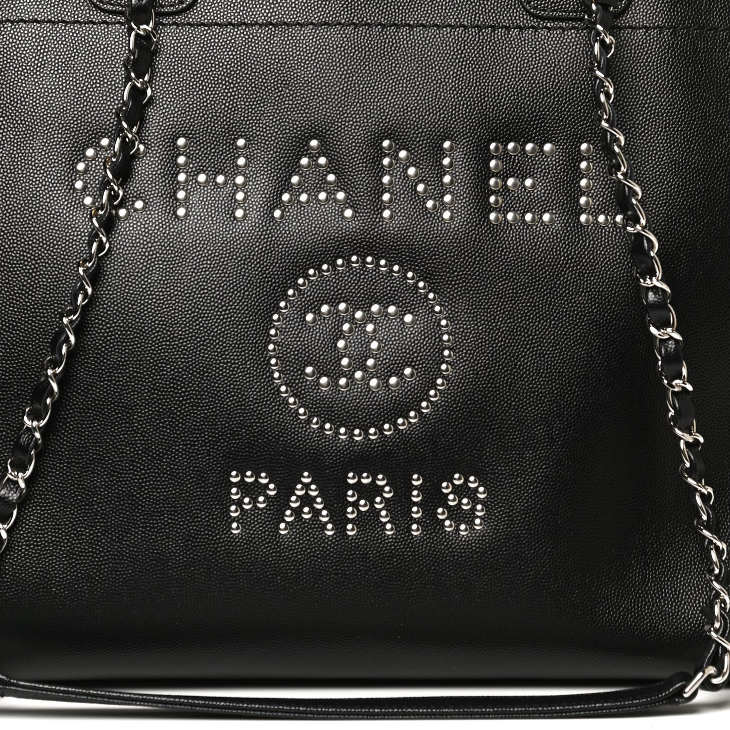 Caviar Medium Studded Deauville Tote Black