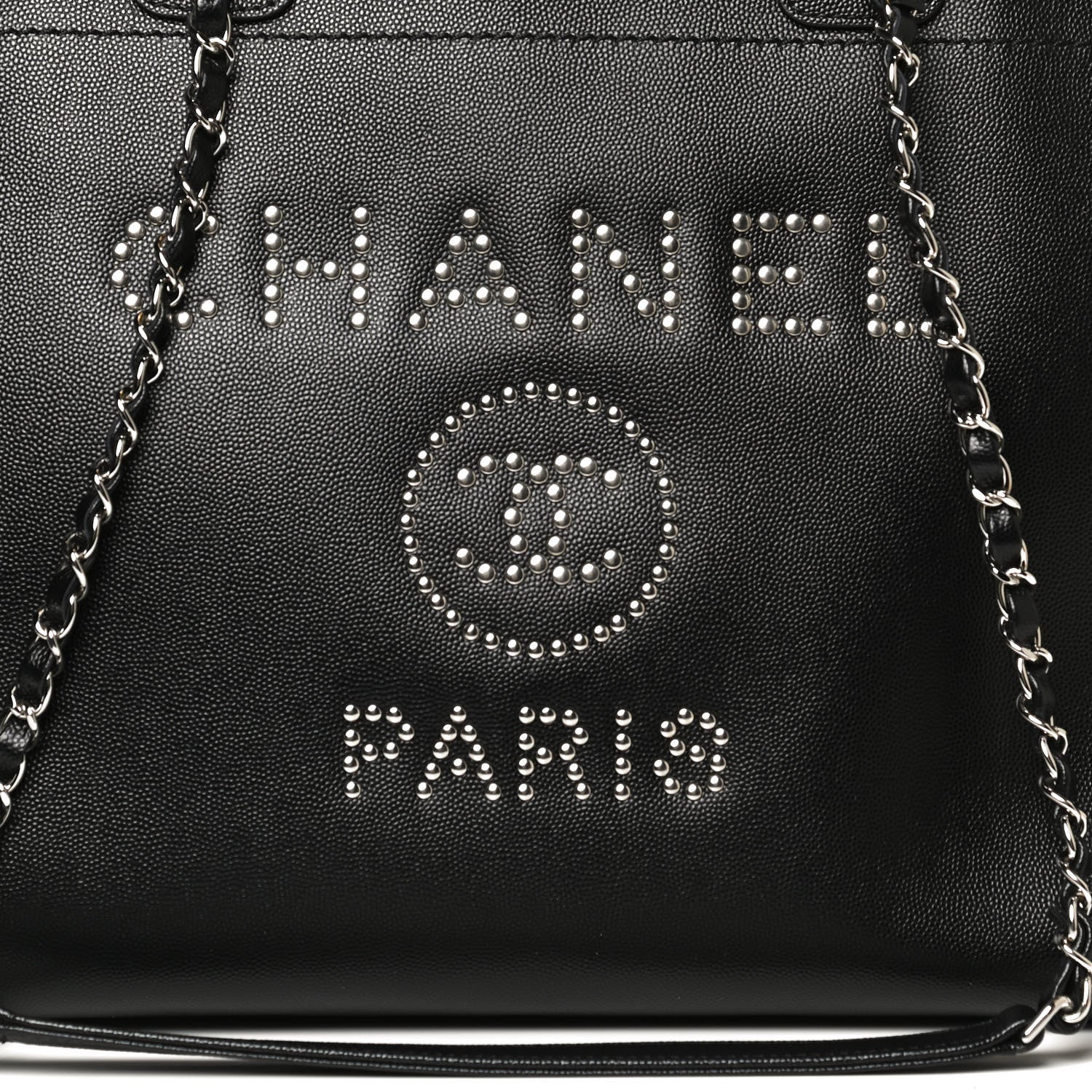 Chanel Caviar Medium Studded Deauville Tote Black 8 of 12