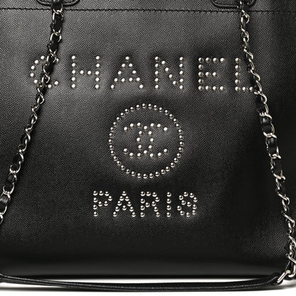 Chanel Caviar Medium Studded Deauville Tote Black 8 of 12