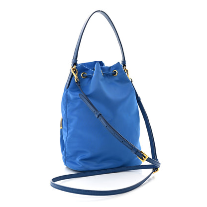 Prada Tessuto Nylon Saffiano Mini Bucket Crossbody Bag Azzurro 3 of 14
