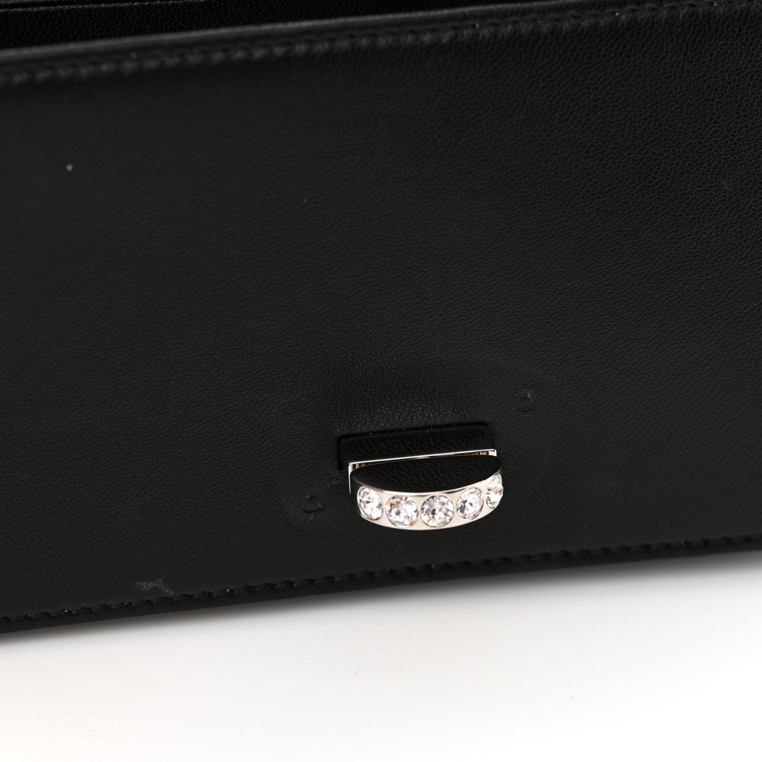 Miu Miu Nappa Matelasse Crystal Chain Wallet On Chain Black 11 of 12