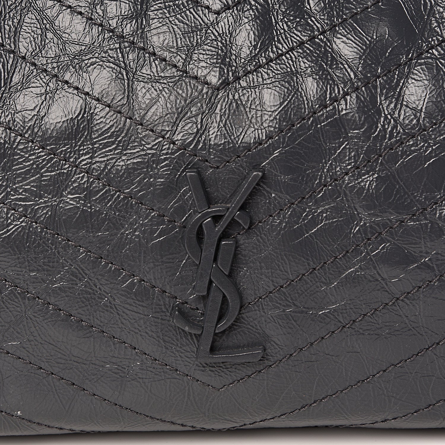 Saint Laurent Crinkled Calfskin Matelasse Monogram Niki Shoulder Bag Storm 8 of 10