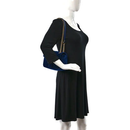 Gucci Velvet Matelasse Small GG Marmont Shoulder Bag Cobalt Blue 2 of 10