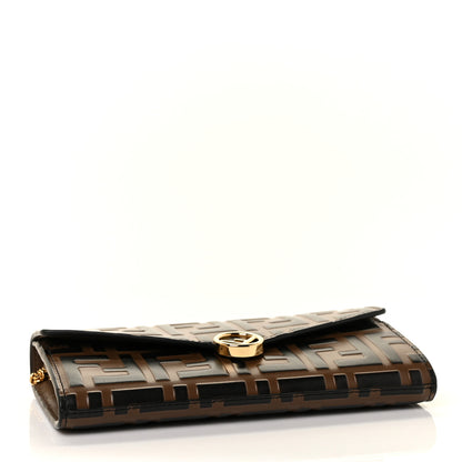 Fendi Vitello Soft F is Fendi Bi-Color FF 1974 Embossed Continental Envelope Wallet On Chain Maya Black 4 of 9