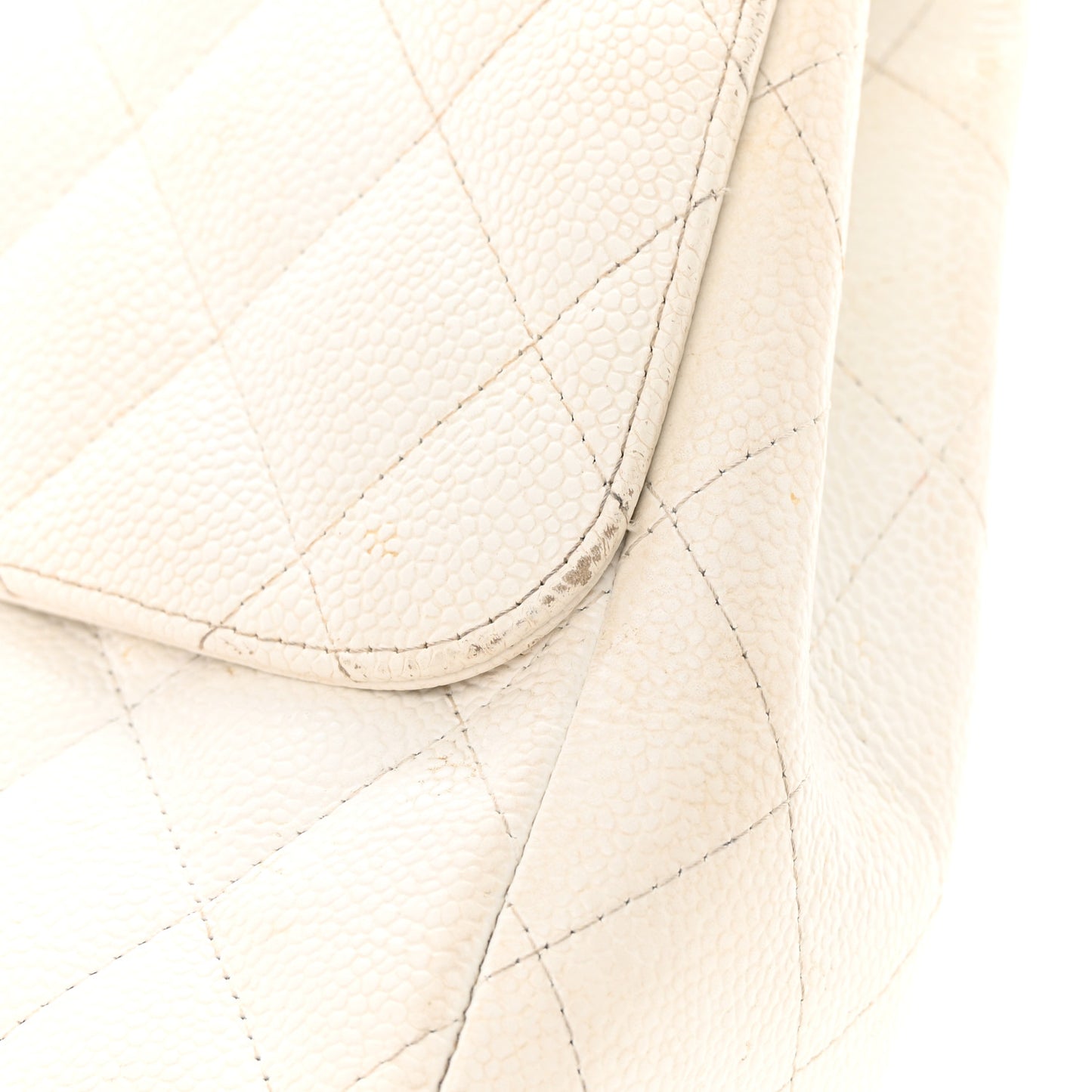 Caviar Quilted Jumbo Single Flap White