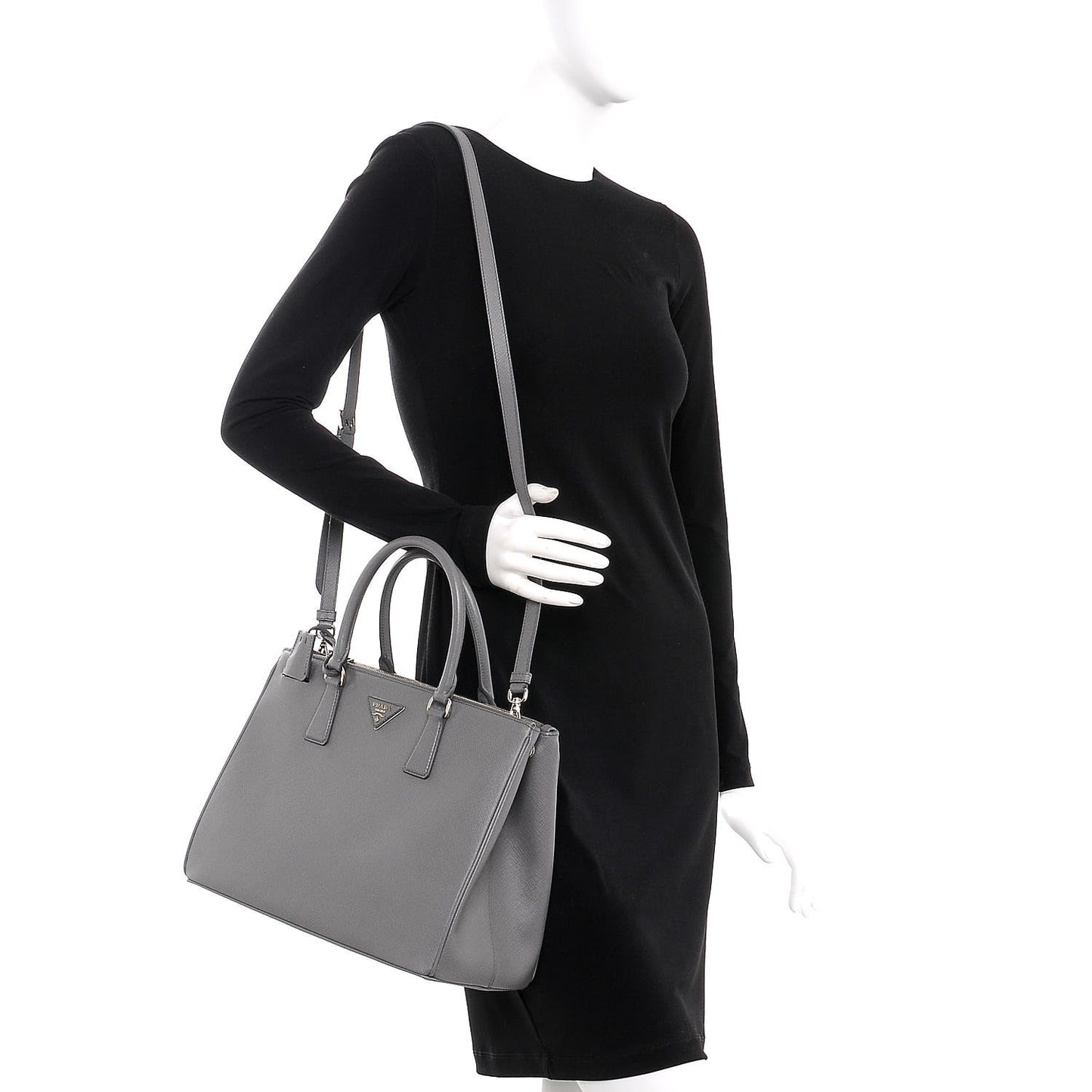 Saffiano Medium Galleria Double Zip Tote Marmo