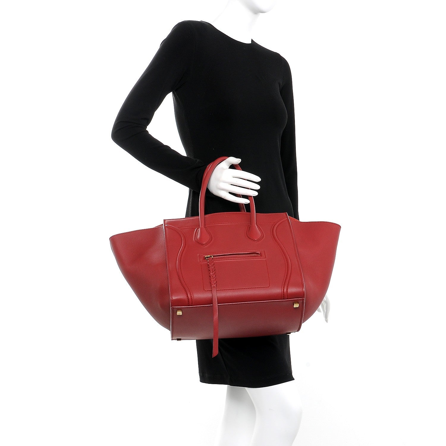 Celine Supple Calfskin Medium Phantom Luggage Red 2 of 14