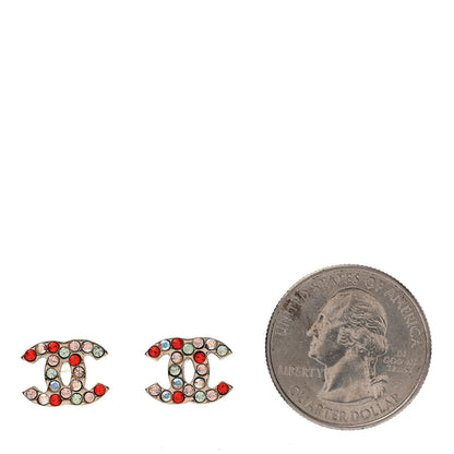 Chanel Crystal CC Earrings Gold Multicolor 2 of 5