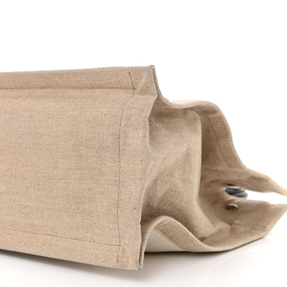 Saint Laurent Linen Calfskin Small Rive Gauche Tote Greggio Natural 10 of 13