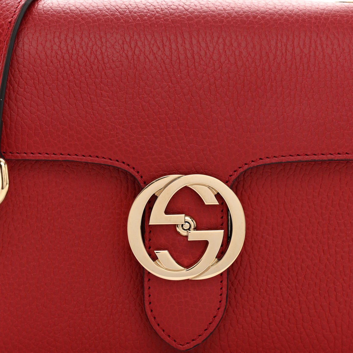 Dollar Calfskin Small Interlocking G Shoulder Bag Red