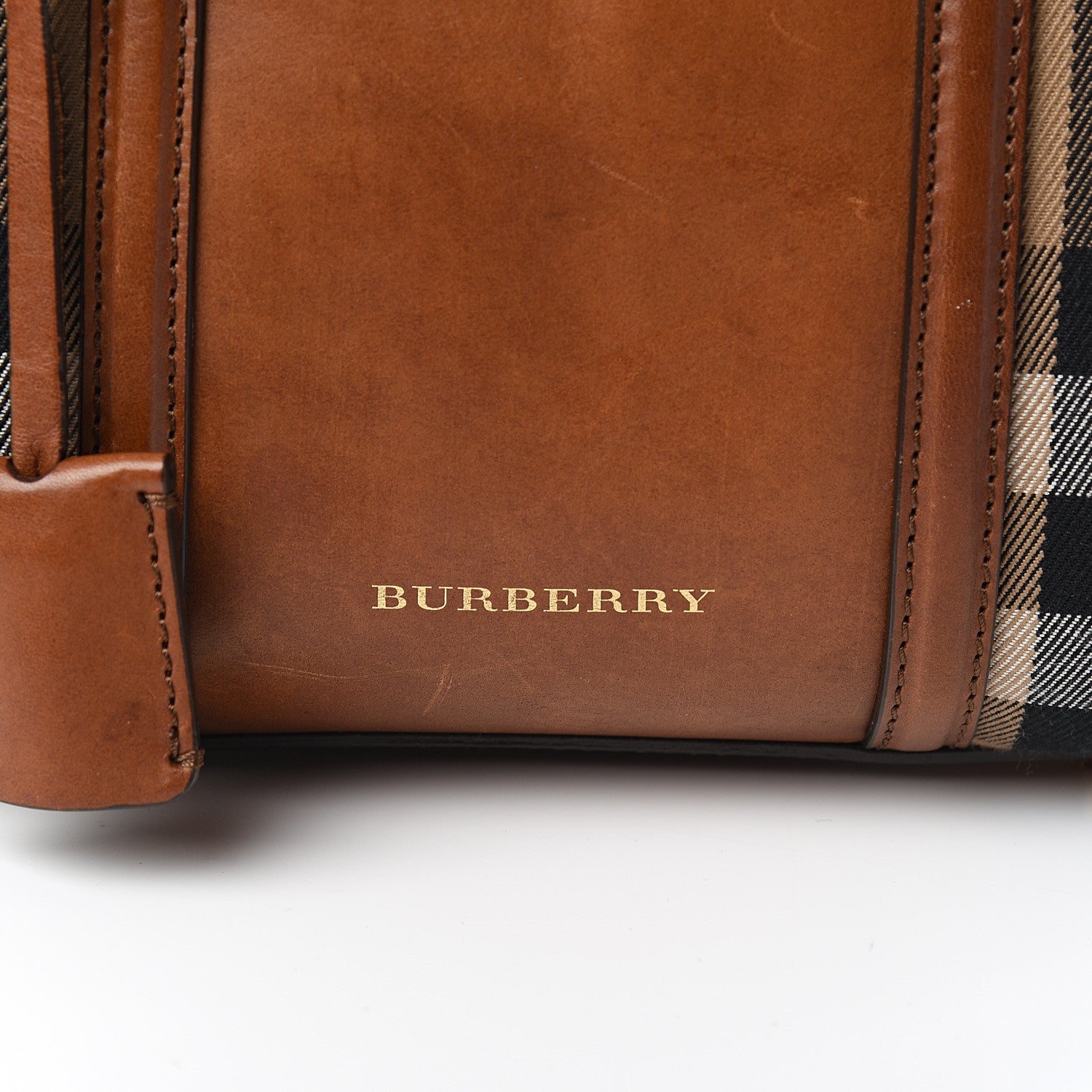 Burberry House Check Bridle Calfskin Small Alchester Bowling Bag Dark Tan 13 of 13