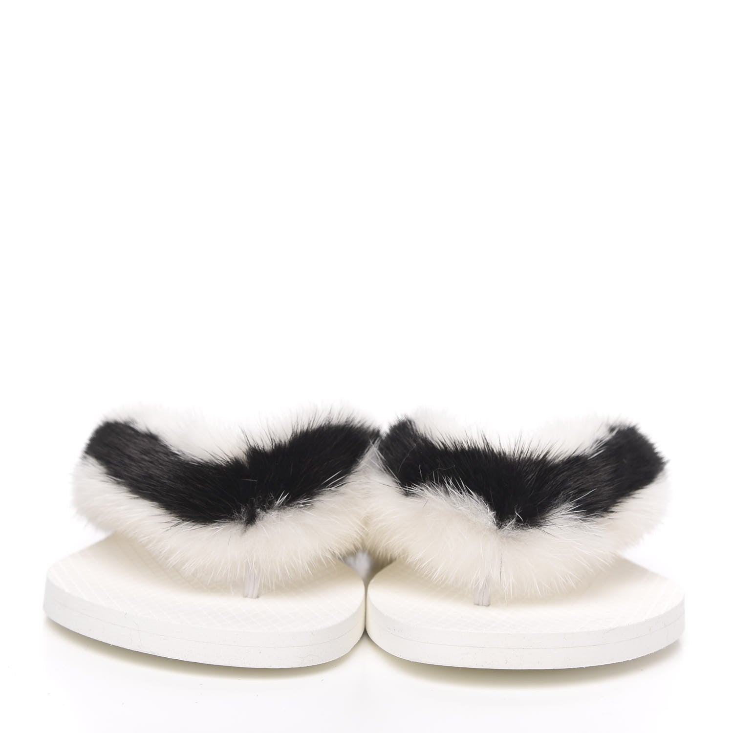 Valentino Garavani Mink Fur Thong Sandals 35 White Black 2 of 8