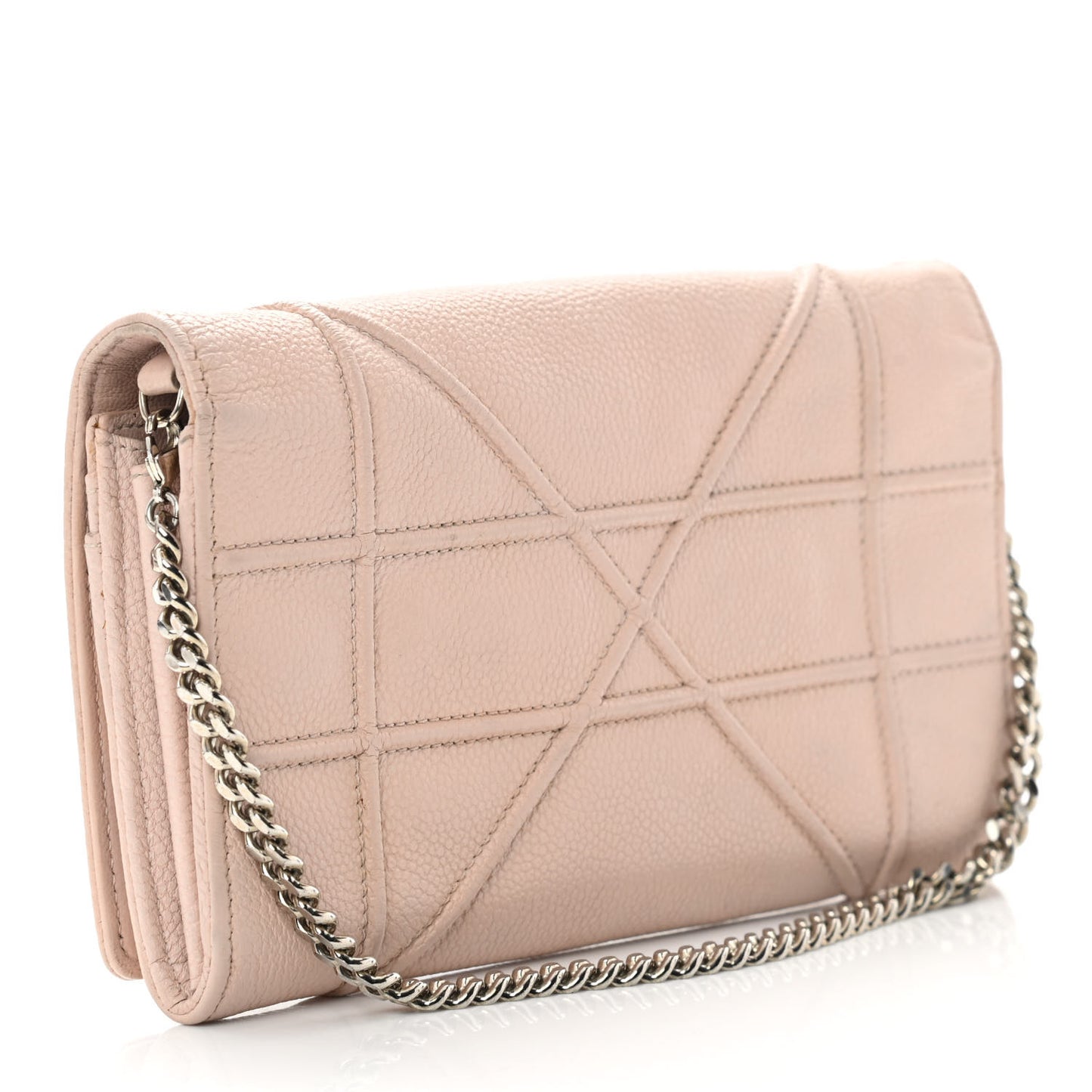 Grained Calfskin Diorama Wallet on Chain Pouch Nude