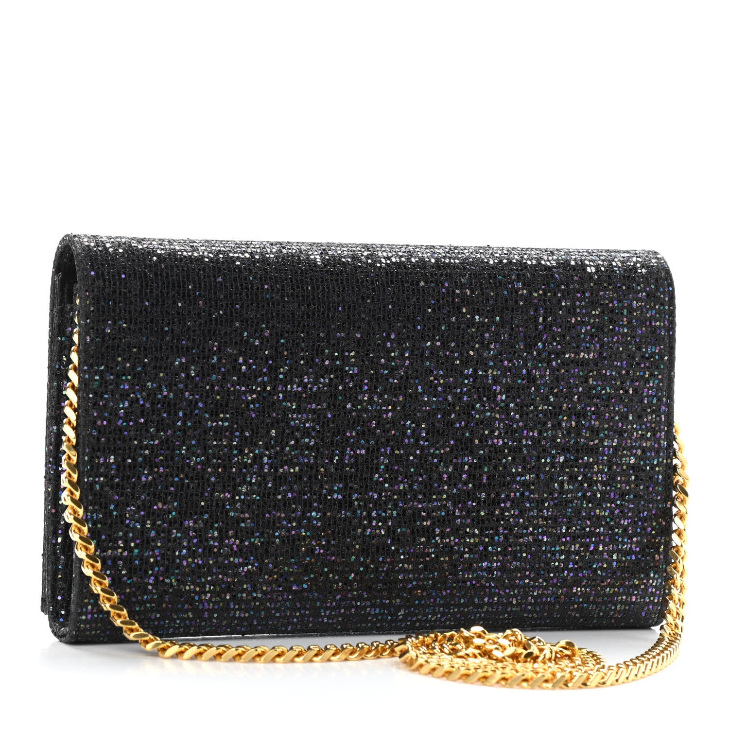 Saint Laurent Glitter Classic Monogram Chain Wallet Black Multicolor 3 of 10