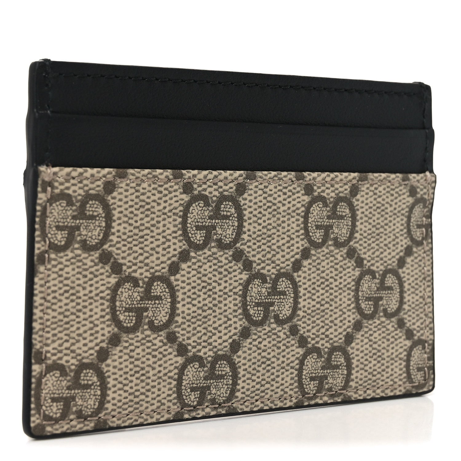 Gucci GG Supreme Monogram Calfskin Card Holder Beige Black 3 of 6