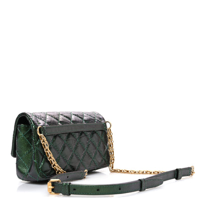 Chanel Metallic Aged Calfskin Quilted 2.55 Reissue Flap Belt Bag Clutch Green 3 of 10