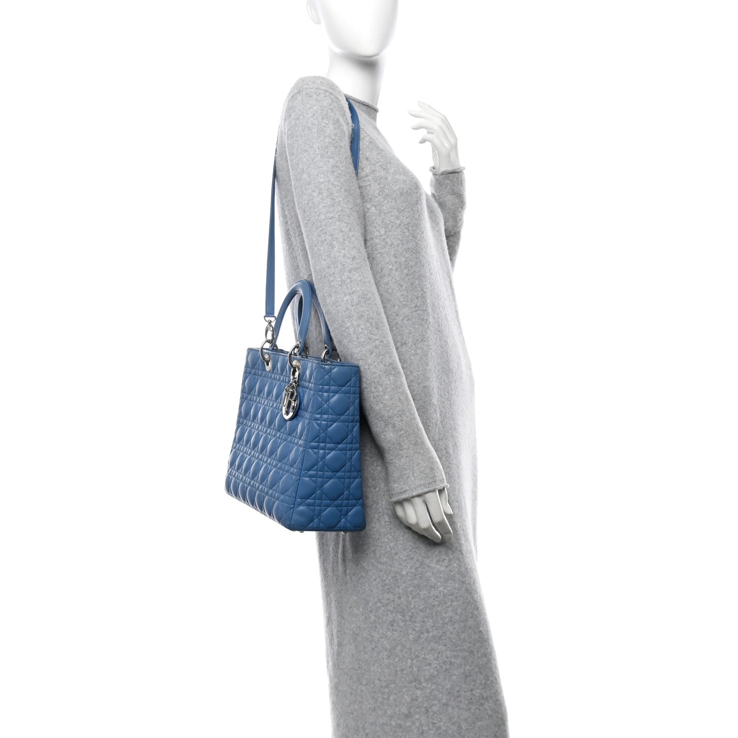 Christian Dior Lambskin Cannage Large Lady Dior Blue 2 of 10