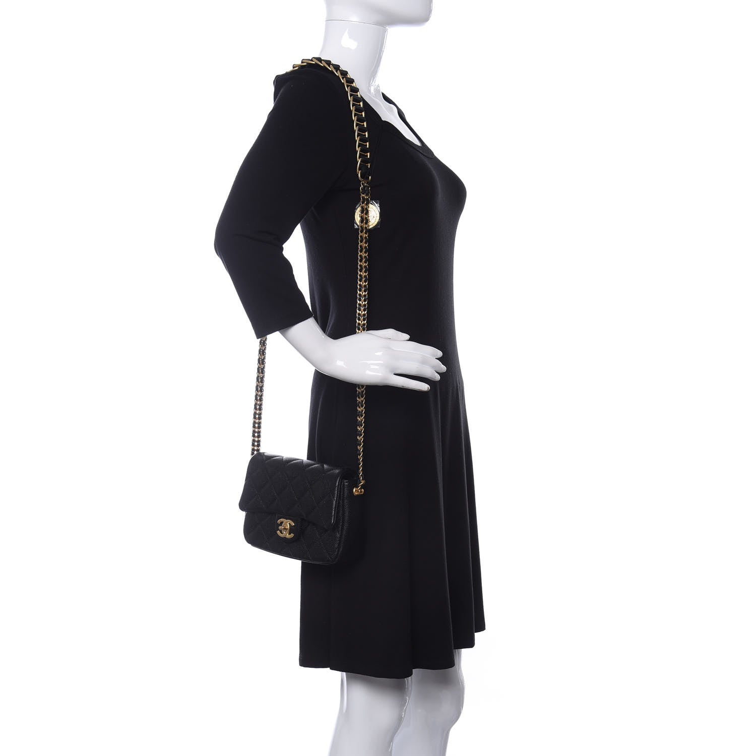 Chanel Caviar Quilted Mini Chain Soul Flap Black 2 of 13