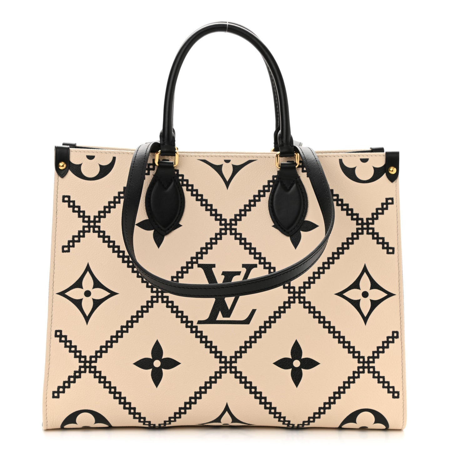 Empreinte Monogram Giant Broderies Onthego MM Cream Black