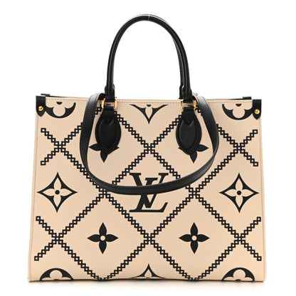 Louis Vuitton Empreinte Monogram Giant Broderies Onthego MM Cream Black 1 of 9