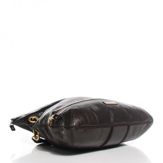 Calfskin Suede Marin Foldover Clutch Brown