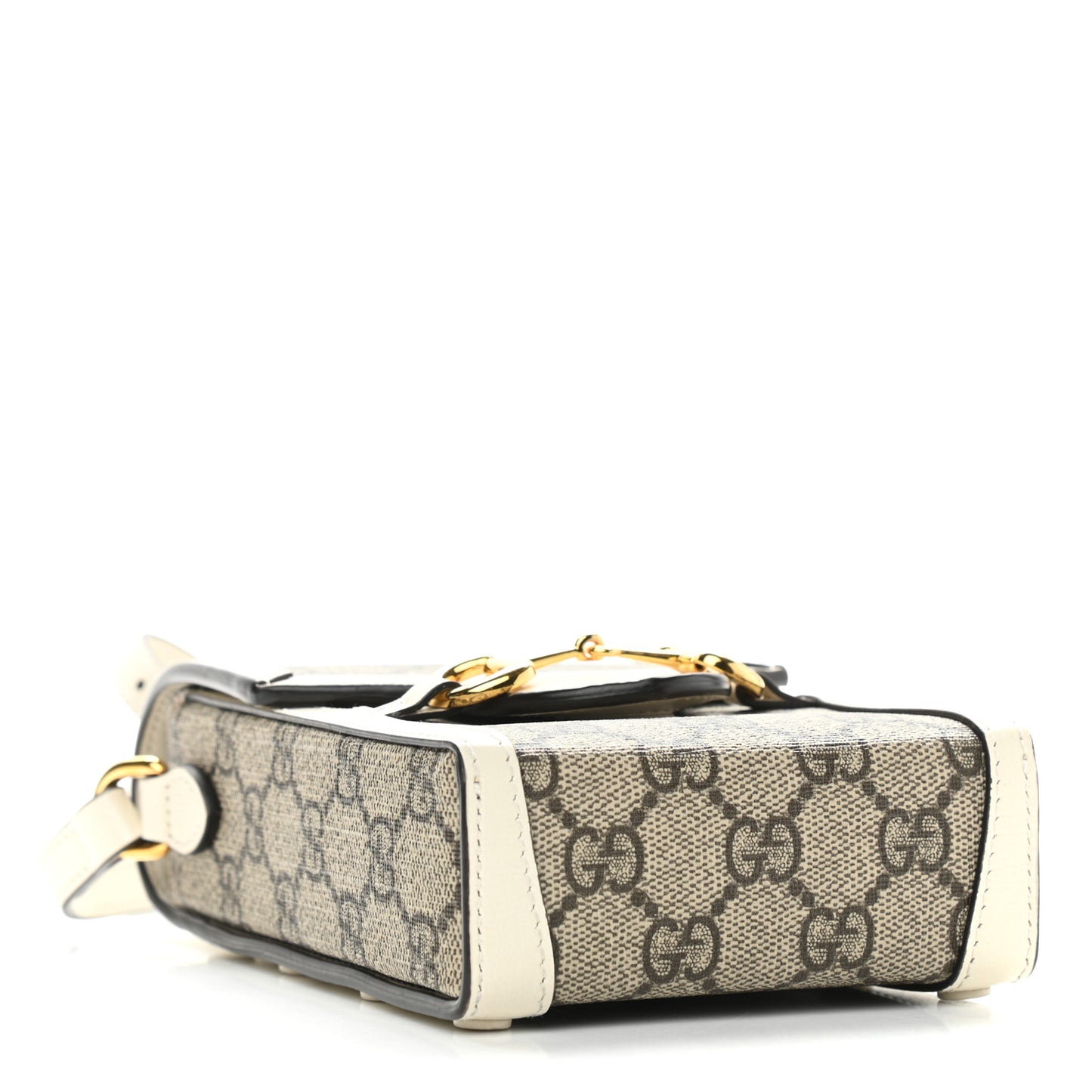 GG Supreme Monogram Azalea Calfskin Mini Horsebit 1955 Crossbody Bag Beige Ebony Mystic White