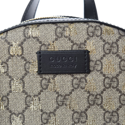 Gucci GG Supreme Monogram Bees Print Small Day Backpack Beige Oro Black 10 of 10