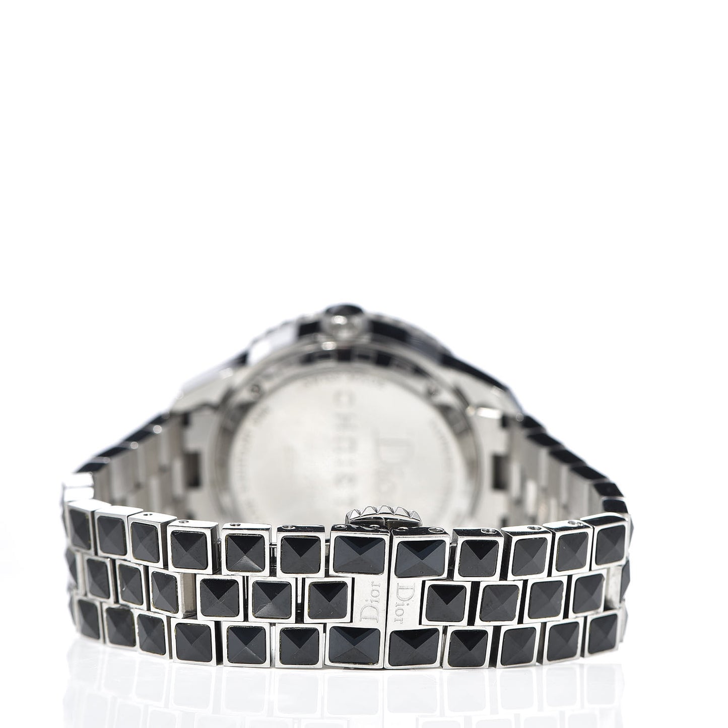 Stainless Steel Diamond Sapphire 33mm Christal Quartz Watch Black
