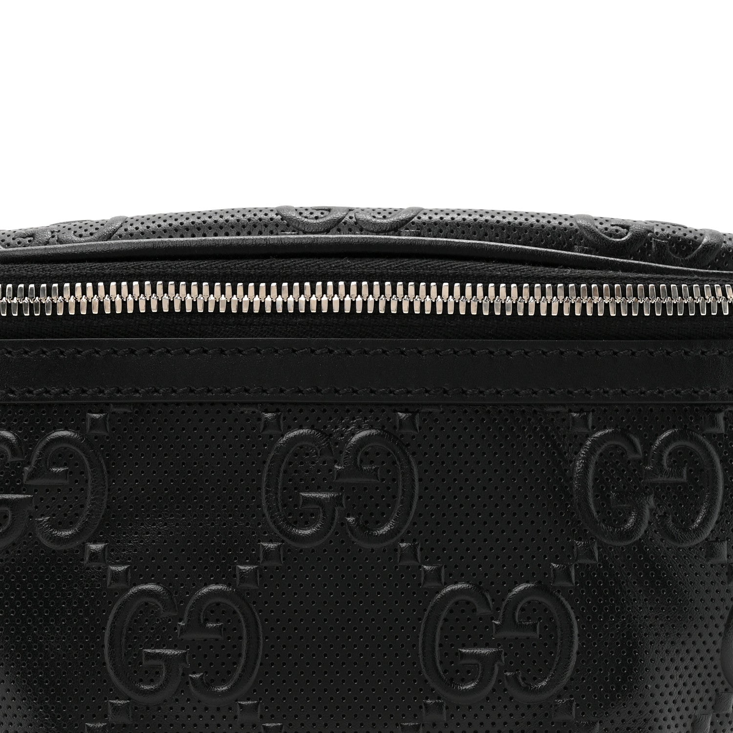 Gucci Calfskin GG Tennis Embossed Belt Bag Black 8 of 10