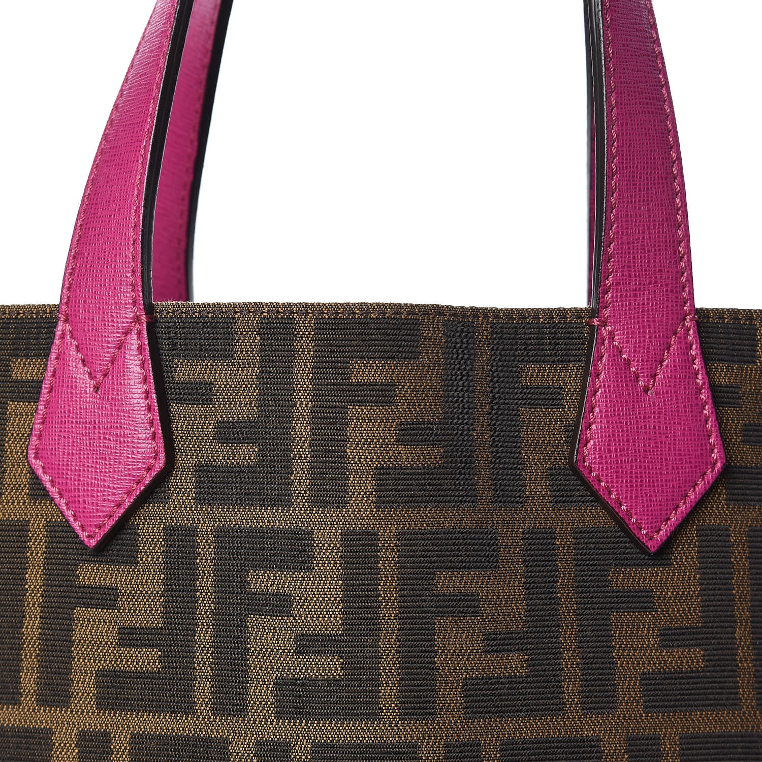Fendi Zucca Vitello Elite Special Shopping Tote Tobacco Fuxia 8 of 10