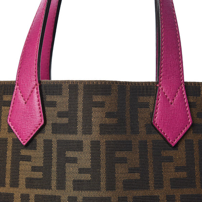 Fendi Zucca Vitello Elite Special Shopping Tote Tobacco Fuxia 8 of 10
