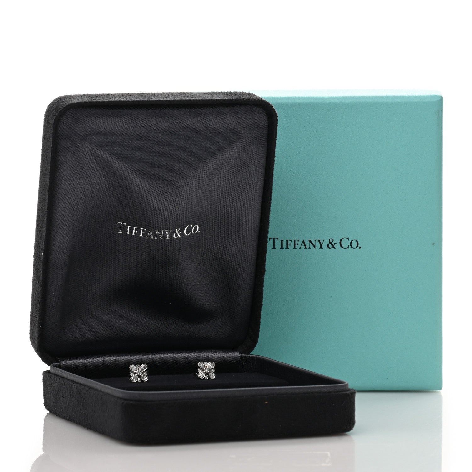 Tiffany Platinum Diamond Enchant Stud Earrings 5 of 5