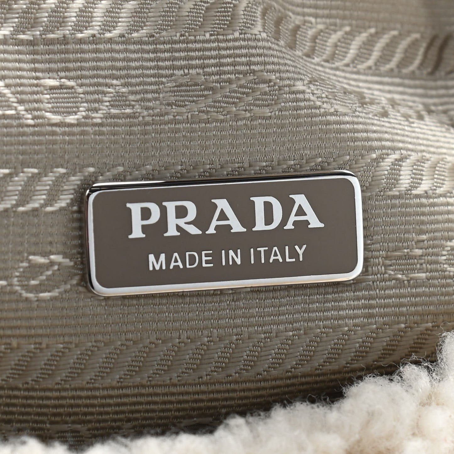 Shearling Mini Re-Edition 2000 Bag Ecru