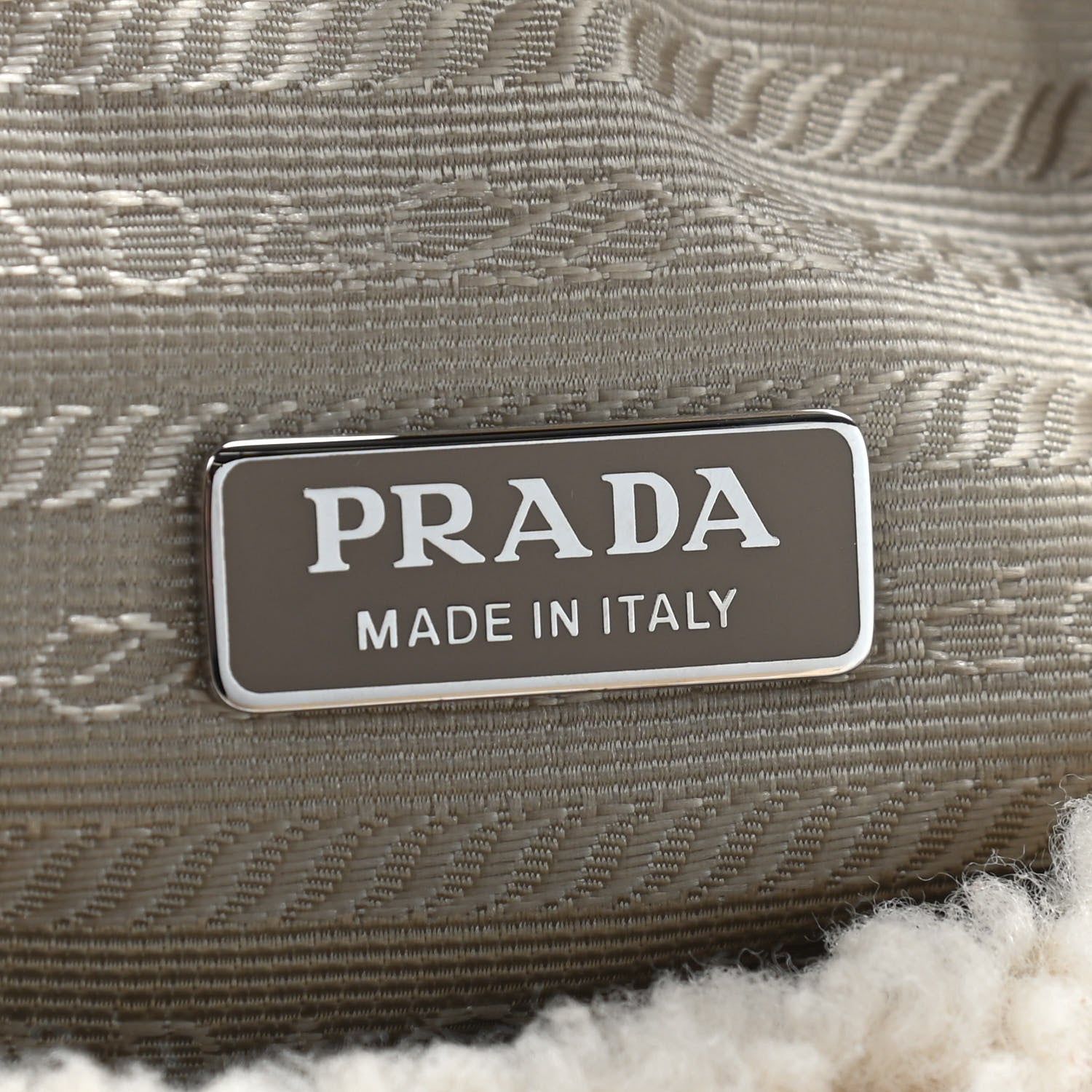 Prada Shearling Mini Re-Edition 2000 Bag Ecru 6 of 10