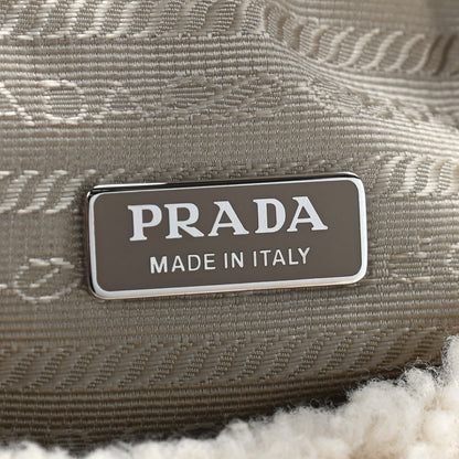Prada Shearling Mini Re-Edition 2000 Bag Ecru 6 of 10