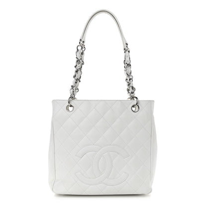 Chanel Caviar Quilted Petit Shopping Tote PST White 1 of 11