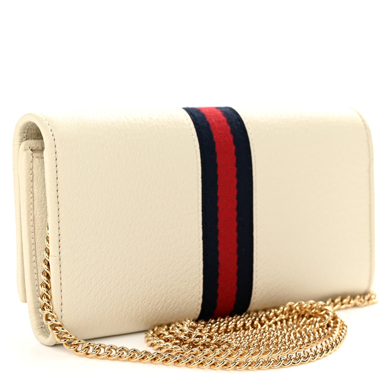 Gucci Textured Calfskin Web Ophidia Wallet On Chain Mystic White 3 of 12