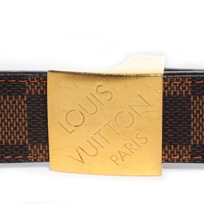 Louis Vuitton Damier Ebene LV Paris Buckle Belt Gold 90 36 5 of 8