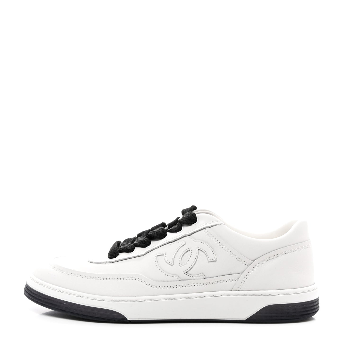 Calfskin CC Womens Sneakers 39.5 White Black