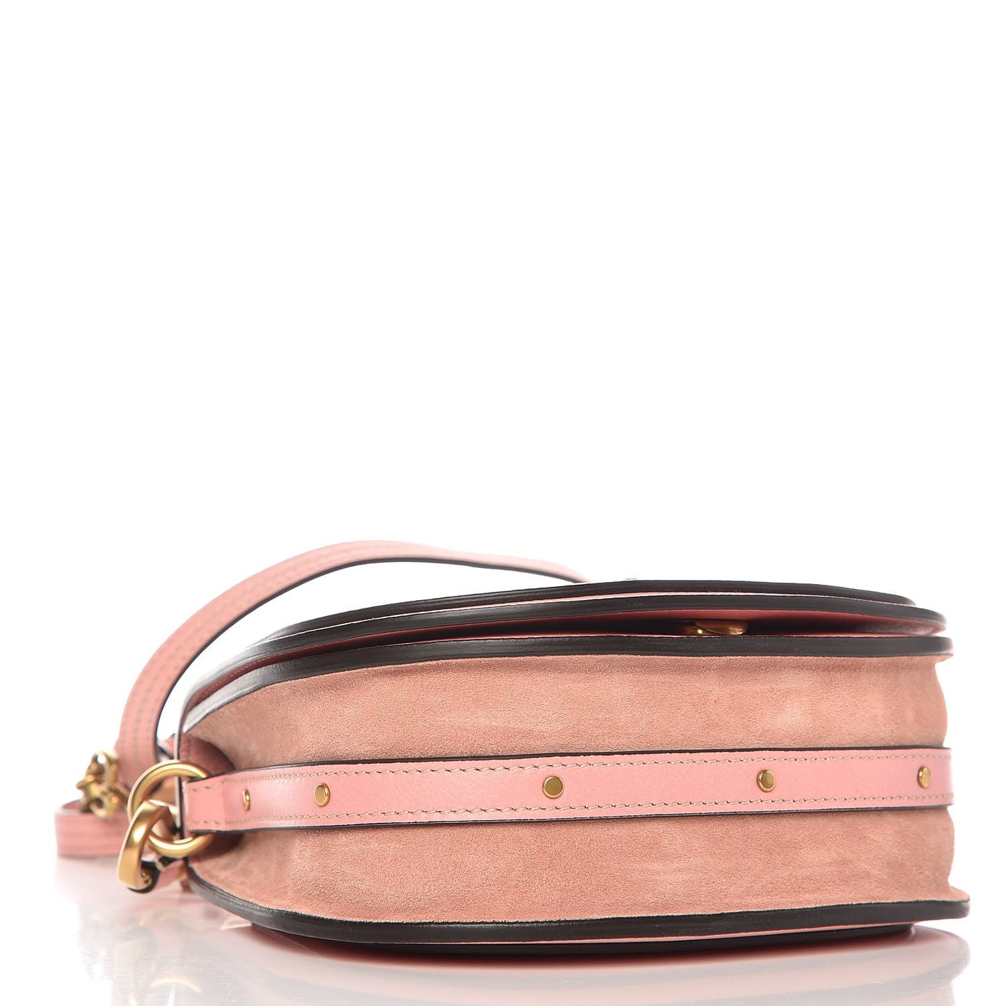 Calfskin Suede Small Nile Bracelet Bag Washed Pink
