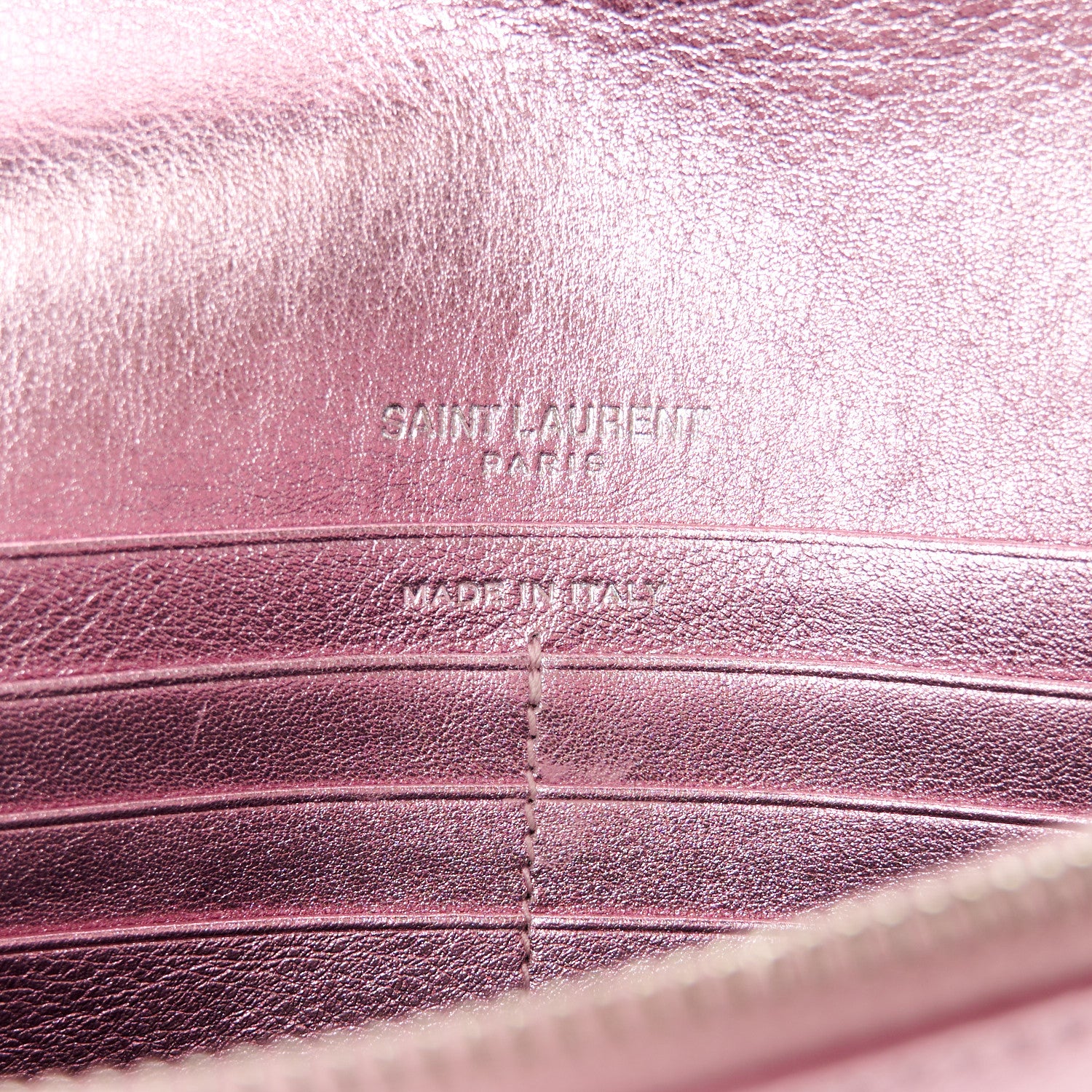 Saint Laurent Metallic Calfskin Monogram Envelope Chain Wallet New Azalea 6 of 10