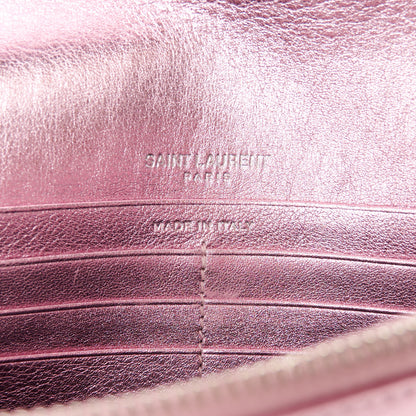 Saint Laurent Metallic Calfskin Monogram Envelope Chain Wallet New Azalea 6 of 10