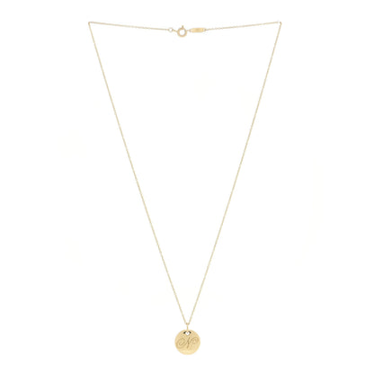 Tiffany 18K Yellow Gold Notes Letter N Disc Pendant Necklace 3 of 6
