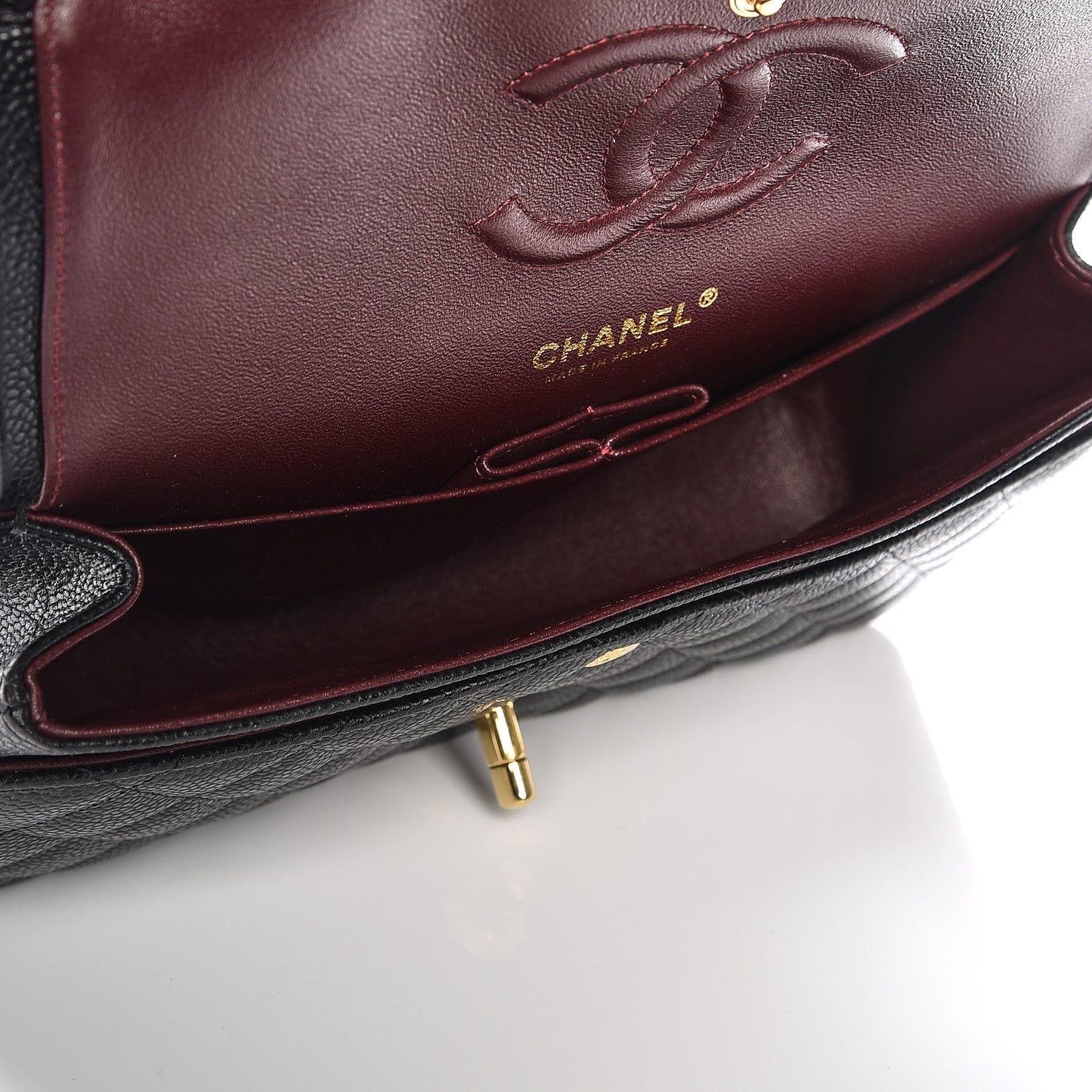 Caviar Quilted Medium Double Flap Black