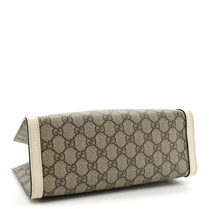 Gucci GG Supreme Monogram Moon Calfskin Small Padlock Tote Beige Ebony Mystic White 4 of 15