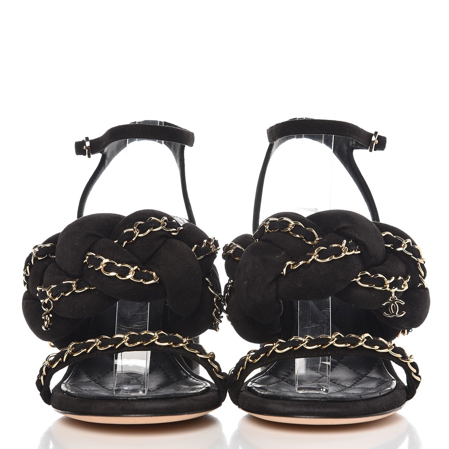 Kid Suede Chain Braided Sandals 36 Black